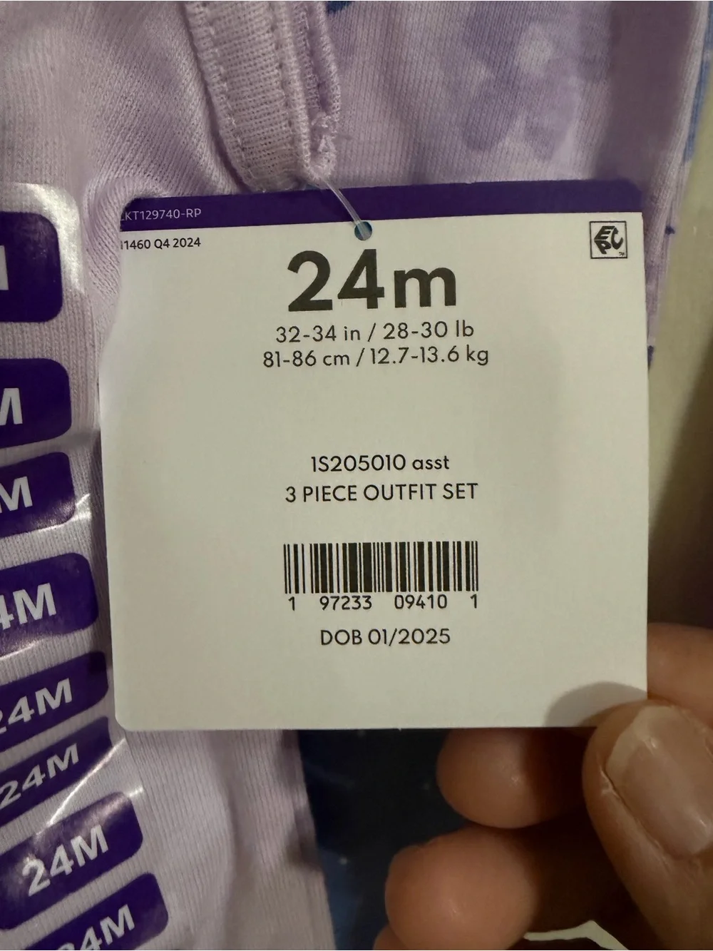 Carter's Lilac and Blue Floral 3-Piece Baby Bodysuit Set (190)
